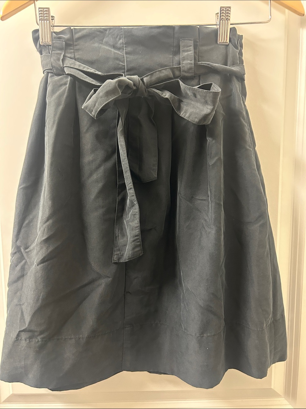 a new day Black Paperbag Waist A-Line Skirt with Tie
